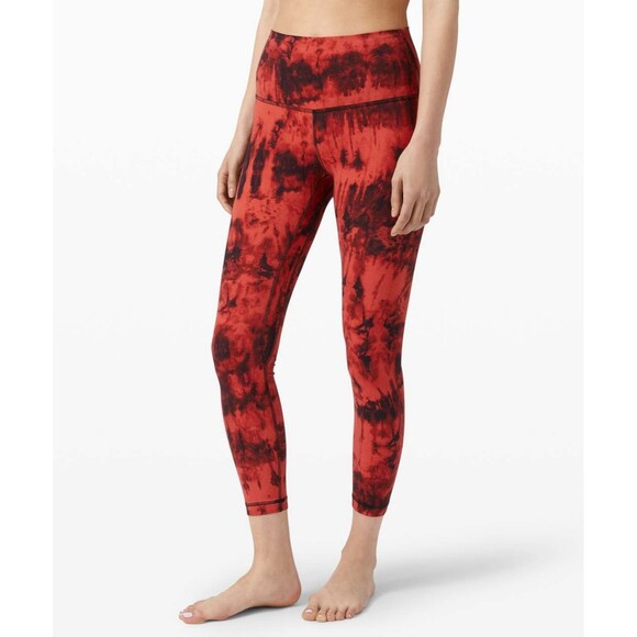 Lululemon Align Pant II 25" Game Day Red Black Tie Dye Multi Size 6 EUC!!! - Picture 1 of 6
